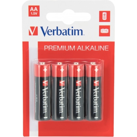 VERBATIM ALKALINE BATTERIES AA LR06 4 PCS PACK 49921