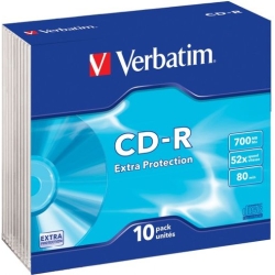 VERBATIM CD-R 700MB 52X 10 PACK SLIM CASE SEXTRA PROTECTION SURFACE 43415