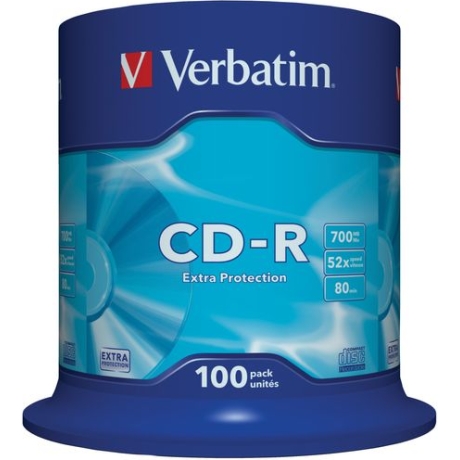 VERBATIM CD-R 700MB 52X 100 PACK SPINDLE EXTRA PROTECTION SURFACE 43411
