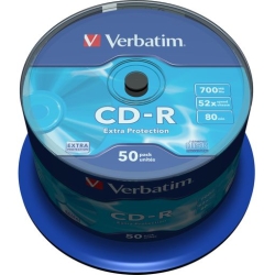 VERBATIM CD-R 700MB 52X 50 PACK SPINDLE EXTRA PROTECTION SURFACE 43351