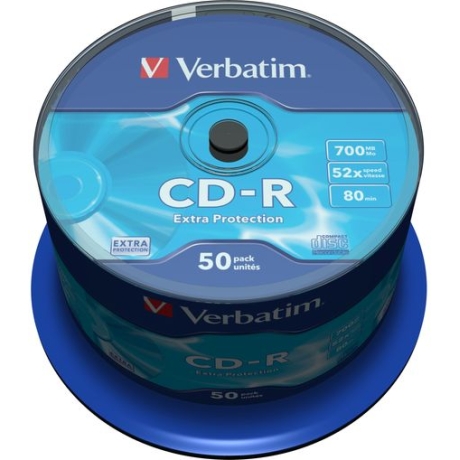 VERBATIM CD-R 700MB 52X 50 PACK SPINDLE EXTRA PROTECTION SURFACE 43351