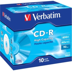 VERBATIM CD-R 800MB 40X 10 PACK JEWEL CASE EXTRA PROTECTION SURFACE 43428