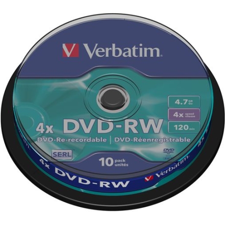 VERBATIM DVD-RW 4.7GB 4X PACK 10 UNITS 43552