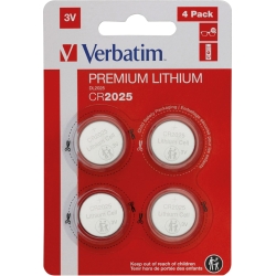 VERBATIM LITHIUM FLAT BATTERIES 3V CR2025 4 PACK 49532
