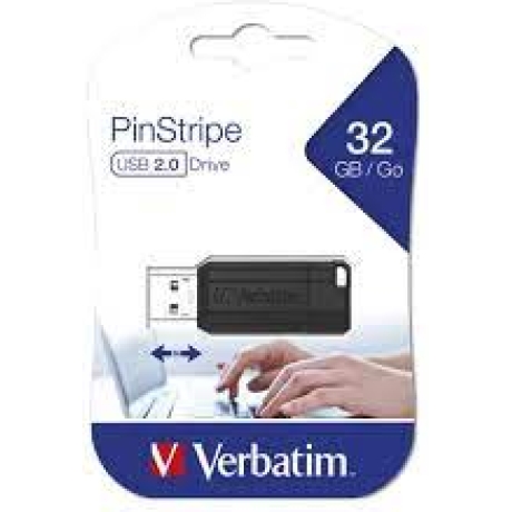 VERBATIM PENDRIVE STORENGO PINSTRIPE 32GB HI-SPEED RETRACTIL USB 2.0 BLACK