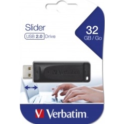 VERBATIM PENDRIVE STORENGO SLIDER 32GB RETRACTABLE USB 2.0 BLACK