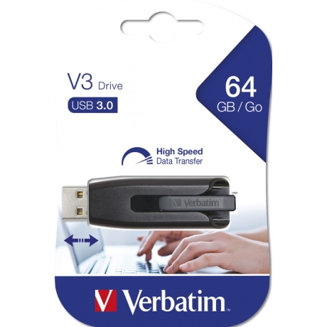 VERBATIM PENDRIVE V3 64GB RETRACTIL USB 3.2 BLACK
