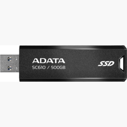 External SSD|ADATA|SC610|500GB|USB 3.2|Write speed 500 MBytes/sec|Read speed 550 MBytes/sec|SC610-500G-CBK/RD