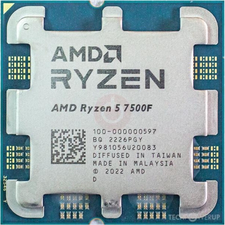 CPU|AMD|Desktop|Ryzen 5|7500F|3700 MHz|Cores 6|6MB|Socket SAM5|65 Watts|OEM|100-000000597