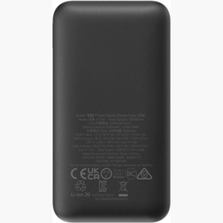 POWER BANK USB 10000MAH BLACK/30W 533 A1256G12 ANKER