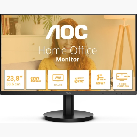 LCD Monitor|AOC|24"|Panel VA|1920x1080|16:9|100 Hz|Matte|1 ms|Speakers|Tilt|Colour Black|24B3HMA2