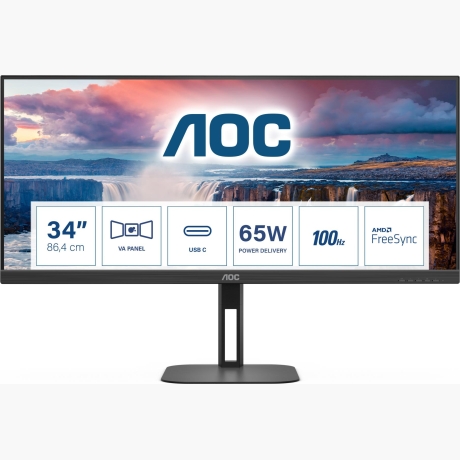 LCD Monitor|AOC|34 "|3440 x 1440 pixels|UltraWide Quad HD|Native aspect ratio 21:9|LCD|Flat|U34V5C/BK