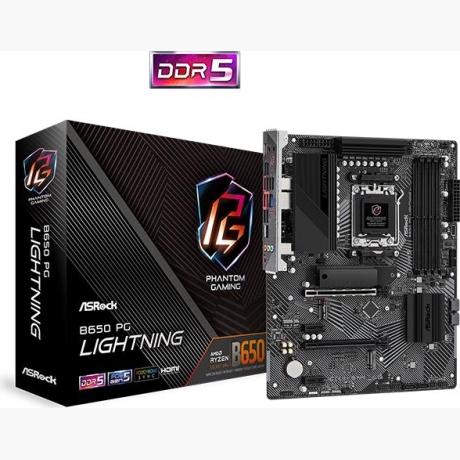 Mainboard|ASROCK|AMD B650|SAM5|ATX|Memory DDR5|Memory slots 4|2xPCI-Express 4.0 1x|2xPCI-Express 4.0 16x|3xM.2|1xHDMI|1xAudio-In|1xAudio-Out|1xMicrophone|4xUSB 2.0|7xUSB 3.2|2xUSB-C|1xRJ45|B650PGLIGHTNING