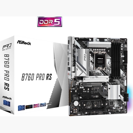 Mainboard|ASROCK|Intel B760 Express|LGA1700|ATX|Memory DDR5|Memory slots 4|1xPCI-Express 3.0 1x|1xPCI-Express 3.0 16x|1xPCI-Express 4.0 16x|1xPCI-Express 5.0 16x|3xM.2|1xHDMI|1xDisplayPort|2xUSB 2.0|5xUSB 3.2|1xUSB-C|1xRJ45|3xAudio port|B760PRORS
