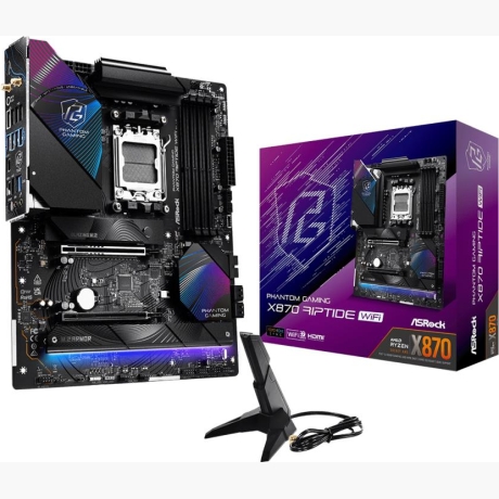 Mainboard|ASROCK|AMD X870|SAM5|ATX|Memory DDR5|Memory slots 4|1xPCI-Express 4.0 16x|1xPCI-Express 5.0 16x|4xM.2|1xHDMI|4xUSB 2.0|5xUSB 3.2|2xUSB-C|1xOptical S/PDIF|1xRJ45|2xAudio port|X870RIPTIDEWIFI