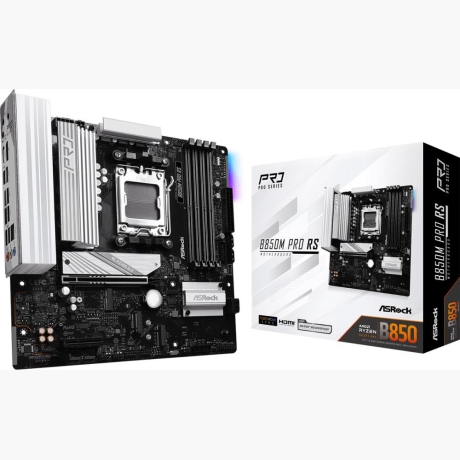Mainboard|ASROCK|AMD B850|SAM5|Micro-ATX|Memory DDR5|Memory slots 4|1xPCI-Express 4.0 4x |1xPCI-Express 5.0 16x|1xM.2|1xHDMI|1xDisplayPort|1xAudio-In|1xAudio-Out|1xMicrophone|4xUSB 2.0|3xUSB 3.2|1xUSB-C|1xRJ45|B850MPRORS