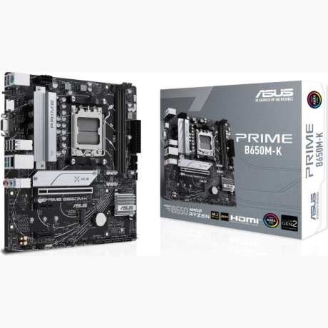 Mainboard|ASUS|AMD B650|SAM5|Micro-ATX|Memory DDR5|Memory slots 2|2xPCI-Express 4.0 1x|1xPCI-Express 4.0 16x|2xM.2|1x15pin D-sub|1xHDMI|4xUSB 2.0|4xUSB 3.2|1xPS/2|1xRJ45|3xAudio port|PRIMEB650M-K