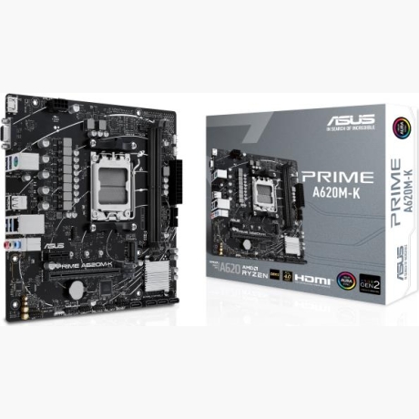 Mainboard|ASUS|AMD A620|Micro-ATX|Memory DDR5|Memory slots 2|1xPCI-Express 3.0 1x|1xPCI-Express 4.0 16x|1xM.2|1x15pin D-sub|1xHDMI|2xUSB 2.0|4xUSB 3.2|1xPS/2|1xRJ45|3xAudio port|PRIMEA620M-K
