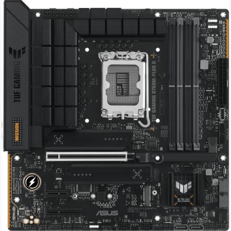 Mainboard|ASUS|Intel B760 Express|LGA1700|Micro-ATX|Memory slots 4|1xPCI-Express 3.0 1x|1xPCI-Express 4.0 4x |1xPCI-Express 5.0 16x|3xM.2|1xHDMI|1xDisplayPort|4xUSB 2.0|3xUSB 3.2|1xUSB-C|1xOptical S/PDIF|1xRJ45|5xAudio port|TUFGAMINGB760M-PLUSII