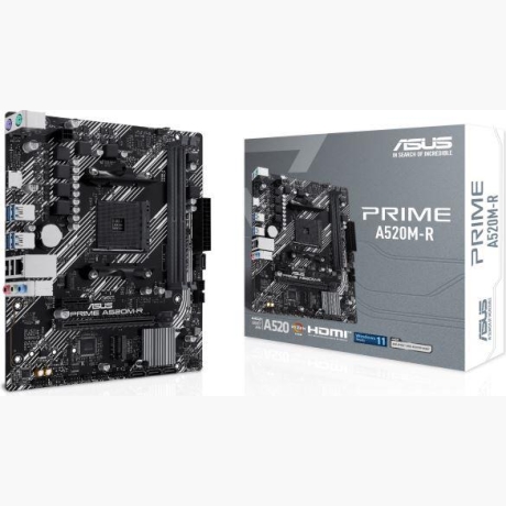 Mainboard|ASUS|AMD A520|SAM4|Micro-ATX|Memory DDR4|Memory slots 2|1xPCI-Express 3.0 1x|1xPCI-Express 3.0 16x|1xM.2|1xHDMI|2xUSB 2.0|4xUSB 3.1|2xPS/2|1xRJ45|3xAudio port|PRIMEA520M-R