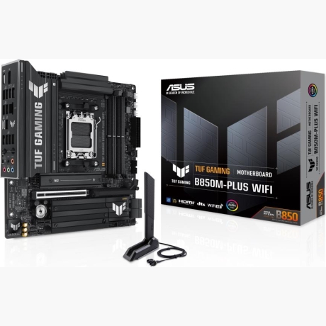 Mainboard|ASUS|AMD B850|SAM5|Micro-ATX|Memory DDR5|Memory slots 4|1xPCI-Express 4.0 1x|1xPCI-Express 4.0 16x|1xPCI-Express 5.0 16x|3xM.2|1xHDMI|1xDisplayPort|11xUSB 2.0|2xUSB-C|1xRJ45|5xAudio port|GAMINGB850M-PLUSWIFI