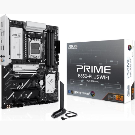 Mainboard|ASUS|AMD B850|SAM5|ATX|Memory DDR5|Memory slots 4|2xPCI-Express 3.0 16x|1xPCI-Express 4.0 16x|1xPCI-Express 5.0 16x|3xM.2|1xHDMI|1xDisplayPort|3xUSB 2.0|5xUSB 3.2 type B|2xUSB-C|3xAudio port|PRIMEB850-PLUSWIFI