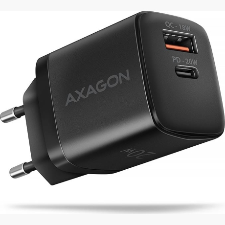 MOBILE CHARGER WALL USB 20W/2PORT BLACK ACU-PQ20 AXAGON