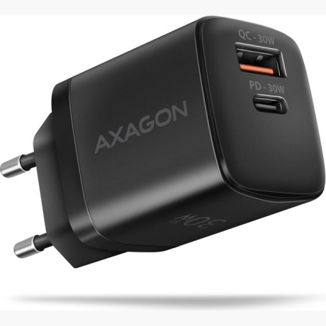 MOBILE CHARGER WALL USB 30W/2PORT BLACK ACU-PQ30 AXAGON