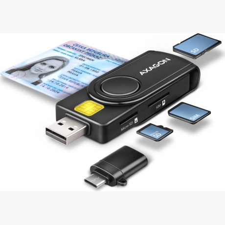 CARD READER USB-C+USB2.0 4SLOT/SMARTCARD CRE-SMP2A AXAGON