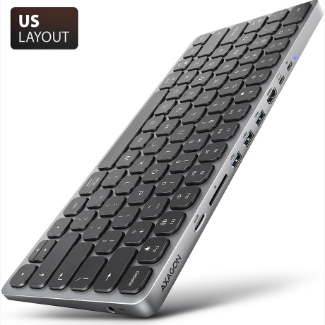 KEYBOARD + I/O HUB 9IN1/0.6M HMC-KB-US AXAGON