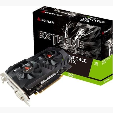 Graphics Card|BIOSTAR|NVIDIA GeForce GTX 1050 TI|4 GB|GDDR5|128 bit|PCIE 3.0 16x|Memory 7008 MHz|GPU 1291 MHz|Dual Slot Fansink|1xDVI-D|1xHDMI|1xDisplayPort|VN1055TF41