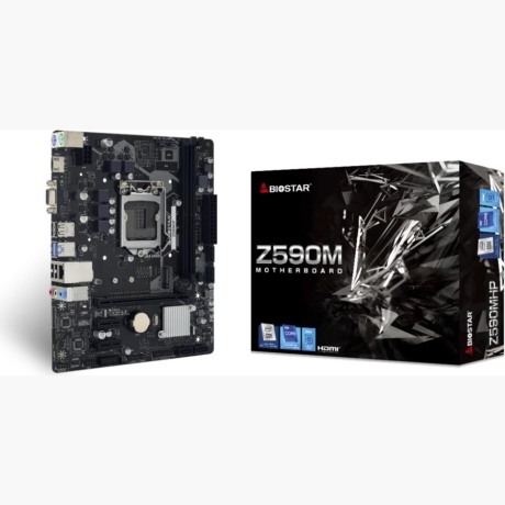 Mainboard|BIOSTAR|Intel Z590 Express|LGA1200|Micro-ATX|Memory DDR4|Memory slots 2|2xPCI-Express 3.0 1x|1xPCI-Express 4.0 16x|1xM.2|1x15pin D-sub|1xHDMI|4xUSB 2.0|2xUSB 3.2|2xPS/2|1xRJ45|3xAudio port|Z590MHP