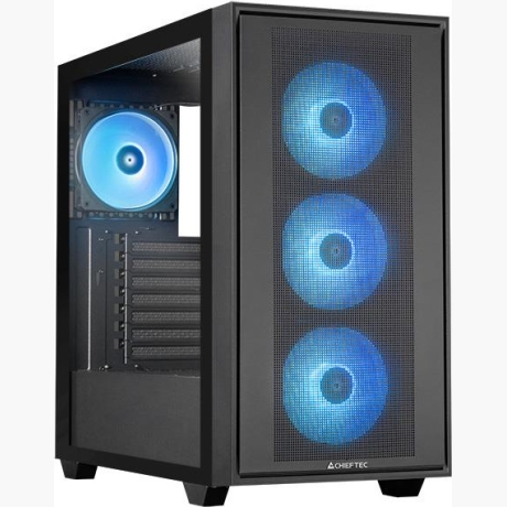 Case|CHIEFTEC|HUNTER 3|MidiTower|Case product features Transparent panel|Not included|ATX|EATX|MicroATX|MiniITX|Colour Black|GS-03B-OP