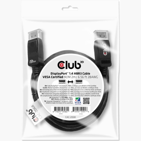 CABLE DP TO DP 2M/M/M CAC-2068 CLUB3D