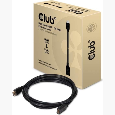 CABLE HDMI TO HDMI 3M/M/F CAC-1321 CLUB3D