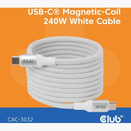 CABLE USB-C TO USB-C 2M/MAGNETIC WHITE CAC-3032 CLUB3D