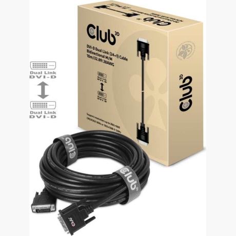CABLE DVI-D TO DVI-D 10M/M/M CAC-1220 CLUB3D