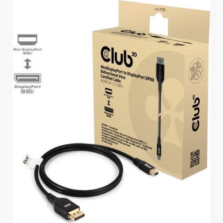 CABLE MINI DP TO DP 1M/M/M CAC-1116 CLUB3D