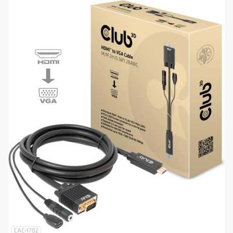 CABLE HDMI TO VGA 2M/M/M CAC-1712 CLUB3D