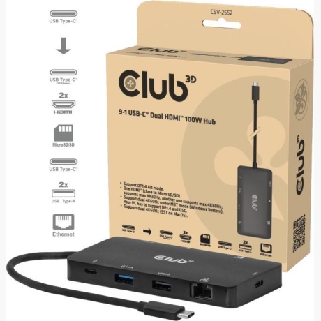 I/O HUB 9IN1 USB-C/100W CSV-2552 CLUB3D