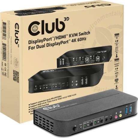 VIDEO SWITCH KVM DP/HDMI/CSV-7210 CLUB3D