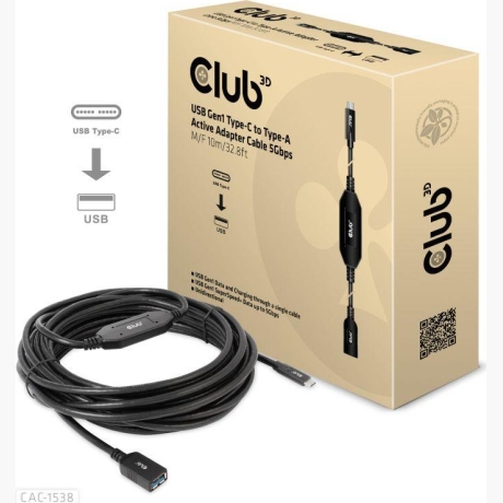 CABLE USB-C TO USB 10M/M/F CAC-1538 CLUB3D