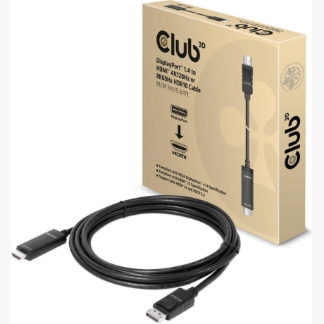 CABLE DP TO HDMI 3M/M/M CAC-1087 CLUB3D