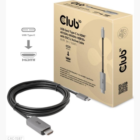 CABLE USB-C TO HDMI 3M/M/M CAC-1587 CLUB3D