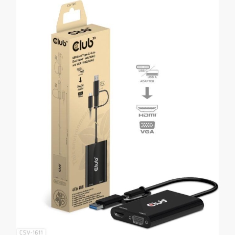 I/O ADAPTER USB-C TO HDMI/VGA/CSV-1611 CLUB3D