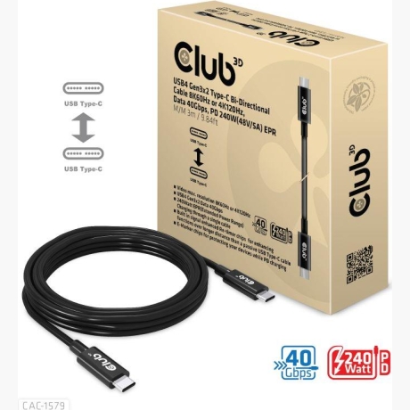 CABLE USB-C 3M/M/M CAC-1579 CLUB3D