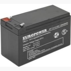 BATTERY 12V 7.2AH VRLA/EP7.2-12 T2 EUROPOWER EMU