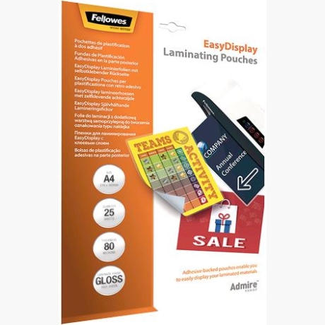 LAMINATOR POUCH EASYDISPLAY/A4 80 25PCS 5601703 FELLOWES