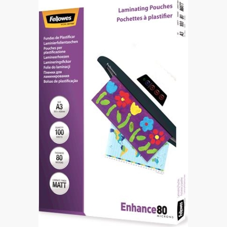 LAMINATOR POUCH MATT/A3 80 100PCS 5452003 FELLOWES