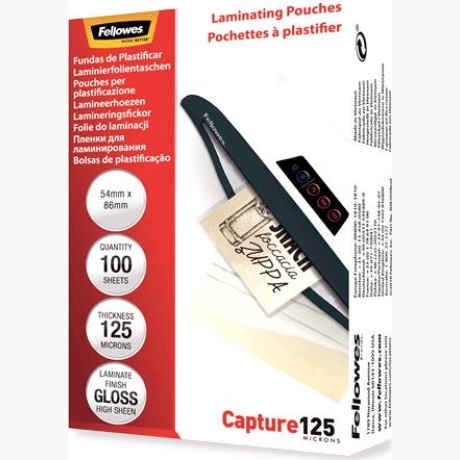 LAMINATOR POUCH GLOSSY CARD/125 100PCS 5306302 FELLOWES